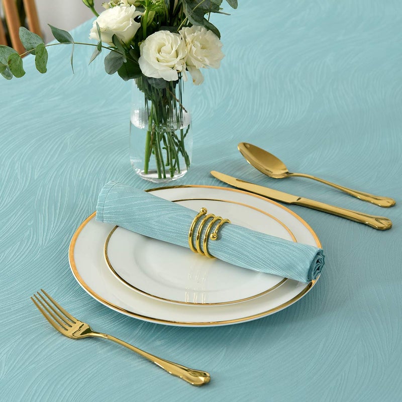maxmill Jacquard Cloth Napkins 20 x 20 Inch with Hemmed Edges Swirl Pattern Soft Comfortable and Luxury Serviette for Family Dinners Weddings Parties and Banquets Set of 4 Turquoise - Image 5